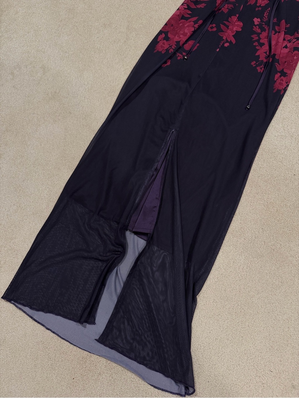 House of CB Plum Floral Lace Slip Maxi Dress - Picture 3 of 5